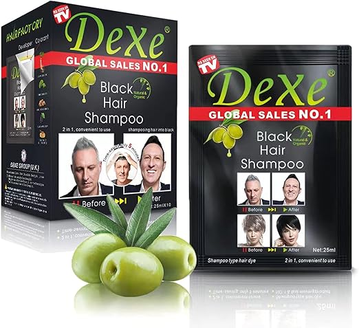 Dexe Black Hair Shampoo – Bulk Deal: 5 Boxes (50 Sachets) – Instant Hair Dye