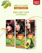 Hello Hair Colour Cream by Golden Pearl – three shades: Natural Black, Deep Mahogany Brown, Medium Golden Brown