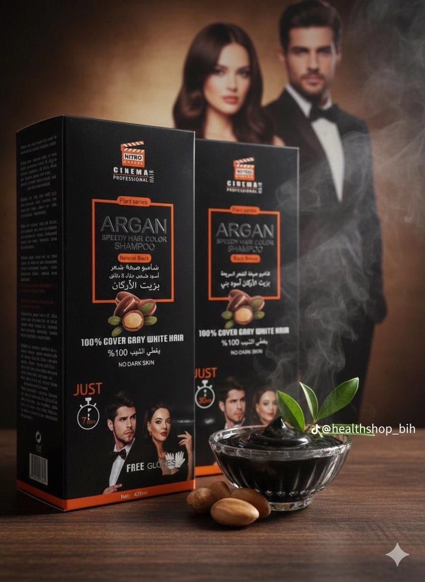 Nitro Cinema Argan Speedy Hair Colour Shampoo Natural Black – 100% Grey Coverage