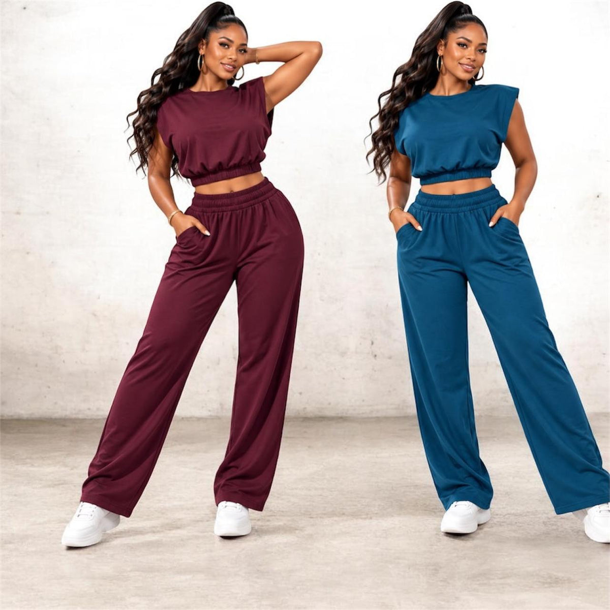 Bubble Crop & Wide-Leg Set
