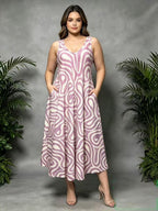 Swirl Print Maxi Dress with Pockets